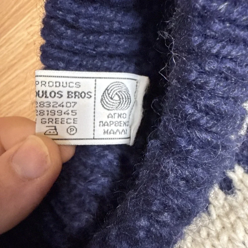 Vintage Wool Nordic‎ Sweater Grigoropoulos Bros Olympic Popular Art Mens XL